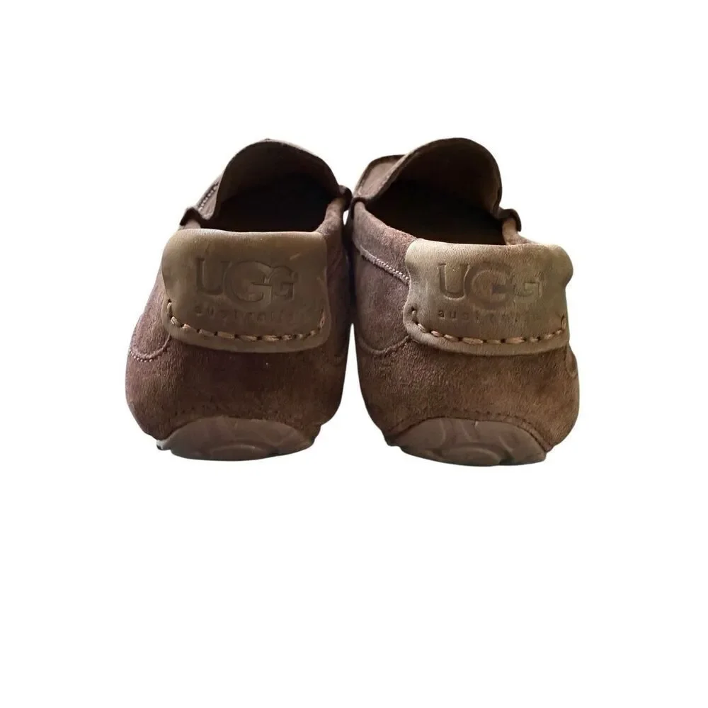 UGG men’s Chocolate Brown Leather Suede Slip-On Tassel Loafers Shoes Size 11